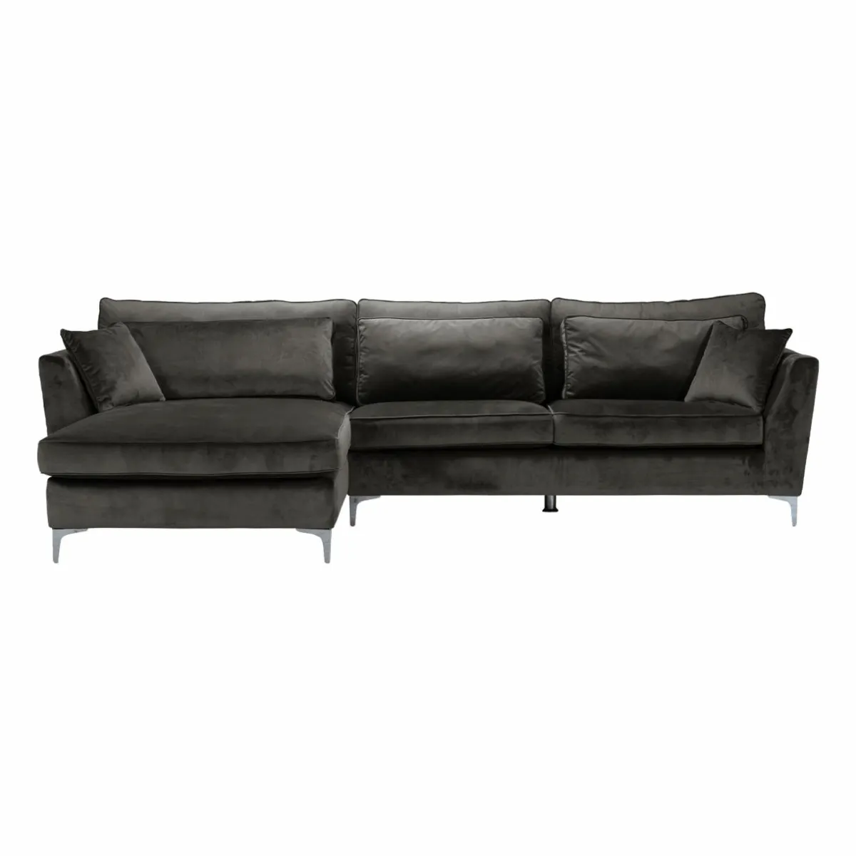 Made in Meubles Canapé d'angle gauche 5 places en velours gris Agadir