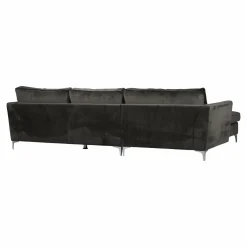 Made in Meubles Canapé d'angle gauche 5 places en velours gris Agadir