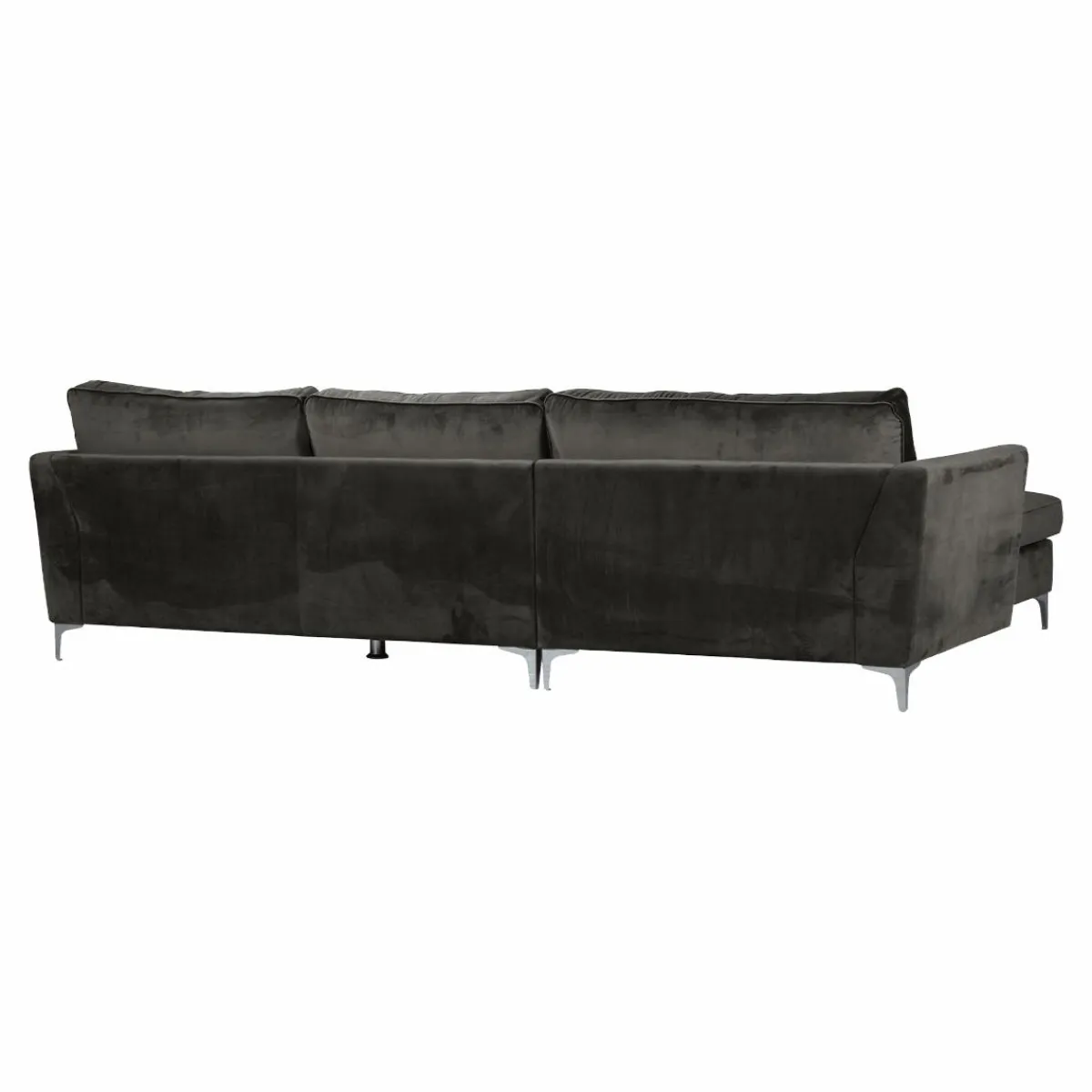 Made in Meubles Canapé d'angle gauche 5 places en velours gris Agadir