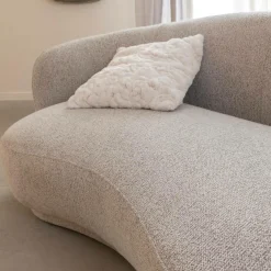 Made in Meubles Canapé en tissu bouclette gris 3 places Maddy