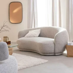 Made in Meubles Canapé en tissu bouclette gris 3 places Maddy