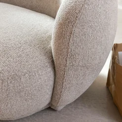 Made in Meubles Canapé en tissu bouclette gris 3 places Maddy