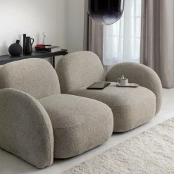 Made in Meubles Canapé modulable 2 places en tissu bouclette gris Calya