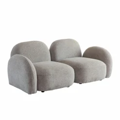 Made in Meubles Canapé modulable 2 places en tissu bouclette gris Calya