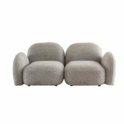 Made in Meubles Canapé modulable 2 places en tissu bouclette gris Calya