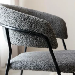 Made in Meubles Chaise arrondie en tissu bouclette grise Kanoa (lot de 2)