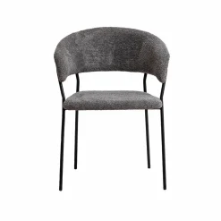 Made in Meubles Chaise arrondie en tissu bouclette grise Kanoa (lot de 2)
