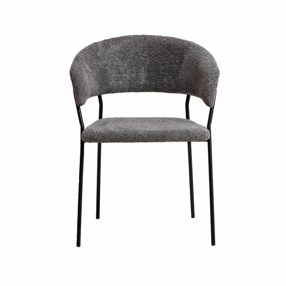 Made in Meubles Chaise arrondie en tissu bouclette grise Kanoa (lot de 2)