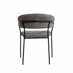 Made in Meubles Chaise arrondie en tissu bouclette grise Kanoa (lot de 2)