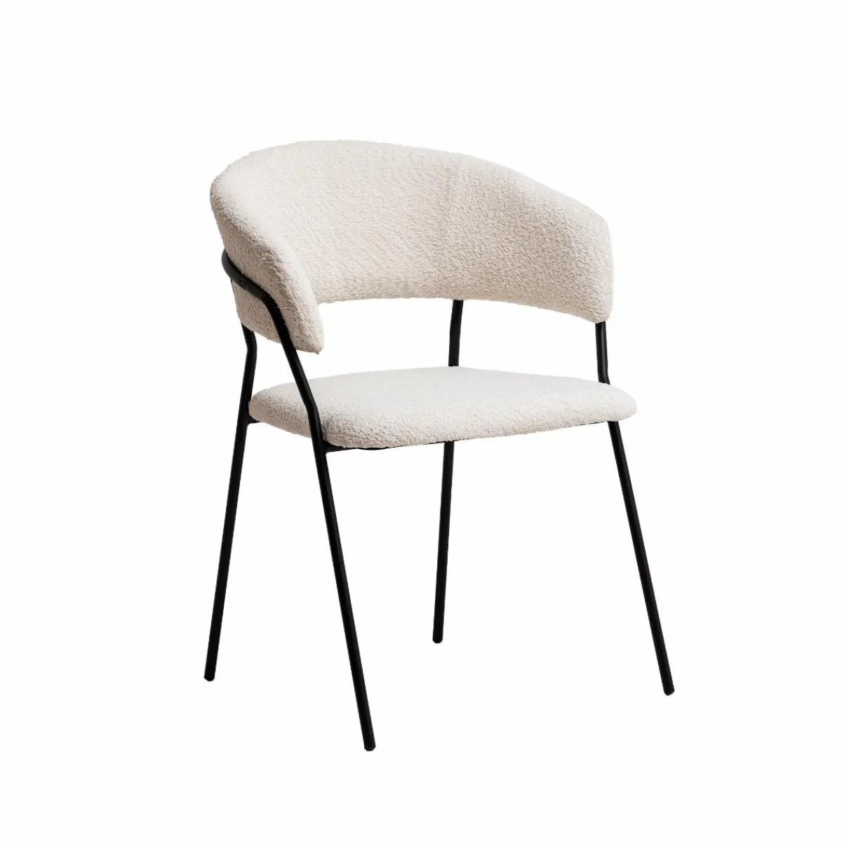 Made in Meubles Chaise arrondie tissu bouclette blanche Kanoa (lot de 2)