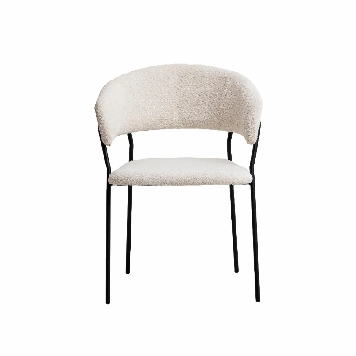 Made in Meubles Chaise arrondie tissu bouclette blanche Kanoa (lot de 2)