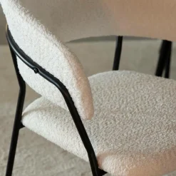 Made in Meubles Chaise arrondie tissu bouclette blanche Kanoa (lot de 2)