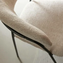 Made in Meubles Chaise arrondie tissu écru Kanoa (lot de 2)