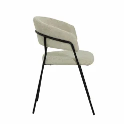 Made in Meubles Chaise arrondie tissu écru Kanoa (lot de 2)