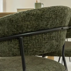 Made in Meubles Chaise arrondie tissu vert Kanoa (lot de 2)