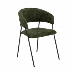 Made in Meubles Chaise arrondie tissu vert Kanoa (lot de 2)