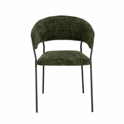 Made in Meubles Chaise arrondie tissu vert Kanoa (lot de 2)