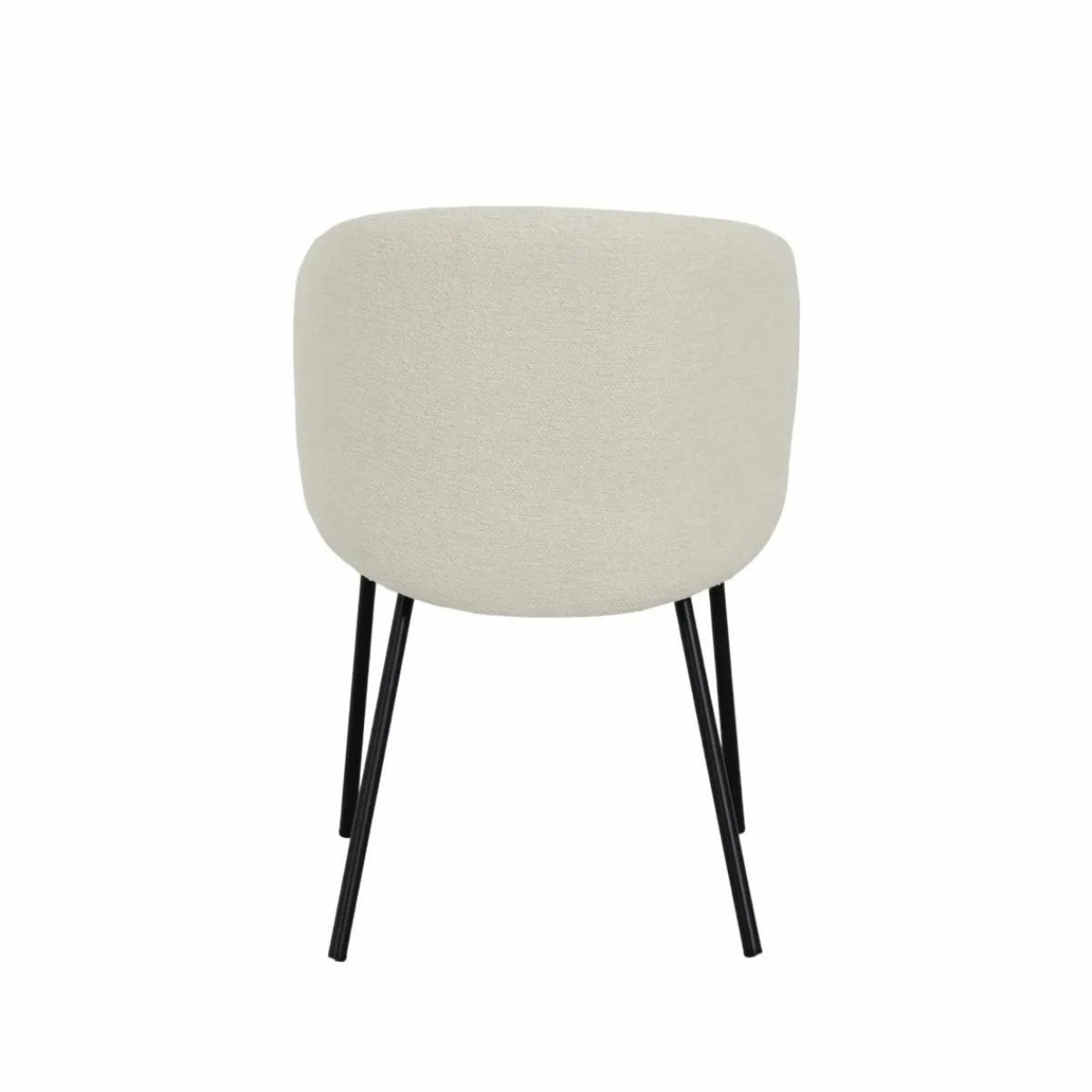 Made in Meubles Chaise avec accoudoirs ronds en tissu bouclette écru clair et pieds en métal Cléa (lot de 2)
