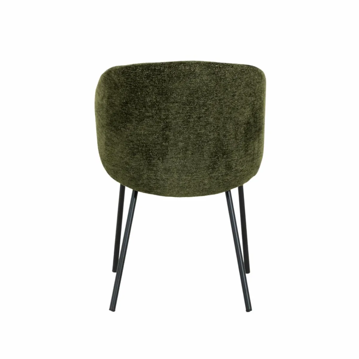 Made in Meubles Chaise avec accoudoirs ronds en tissu vert et pieds en métal Cléa (lot de 2)