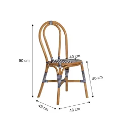 Made in Meubles Chaise bistrot en rotin bleue Elynne (lot de 2)