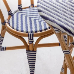 Made in Meubles Chaise bistrot en rotin bleue Elynne (lot de 2)