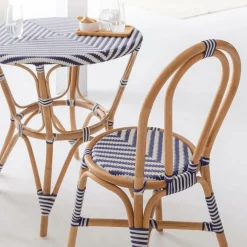 Made in Meubles Chaise bistrot en rotin bleue Elynne (lot de 2)