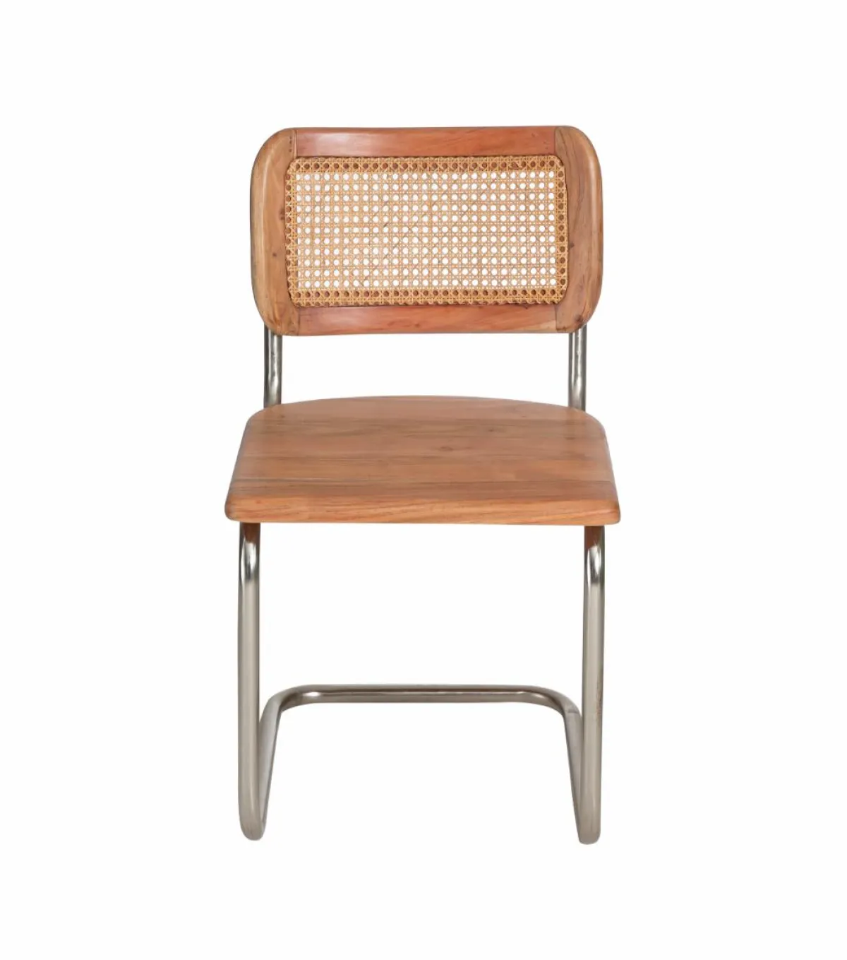 Made in Meubles Chaise cantilever en bois d'acacia et cannage Prune (lot de 2)