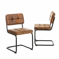 Made in Meubles Chaise cantilever en microfibre marron Mambo (lot de 2)