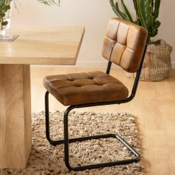 Made in Meubles Chaise cantilever en microfibre marron Mambo (lot de 2)