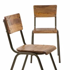 Made in Meubles Chaise d'écolier en bois de manguier Marcus (lot de 2)