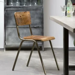 Made in Meubles Chaise d'écolier en bois de manguier Marcus (lot de 2)