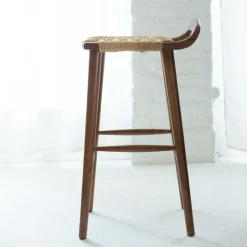 Made in Meubles Chaise de bar en bois de manguier Suzanna