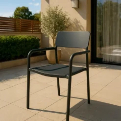 Made in Meubles Chaise de jardin en aluminium gris Kaïa (lot de 2)