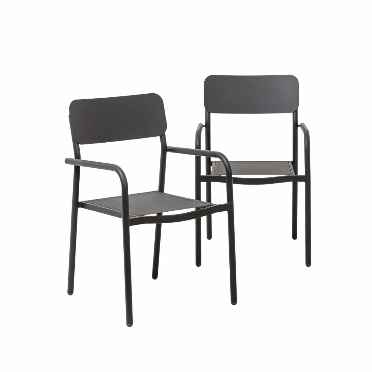 Made in Meubles Chaise de jardin en aluminium gris Kaïa (lot de 2)