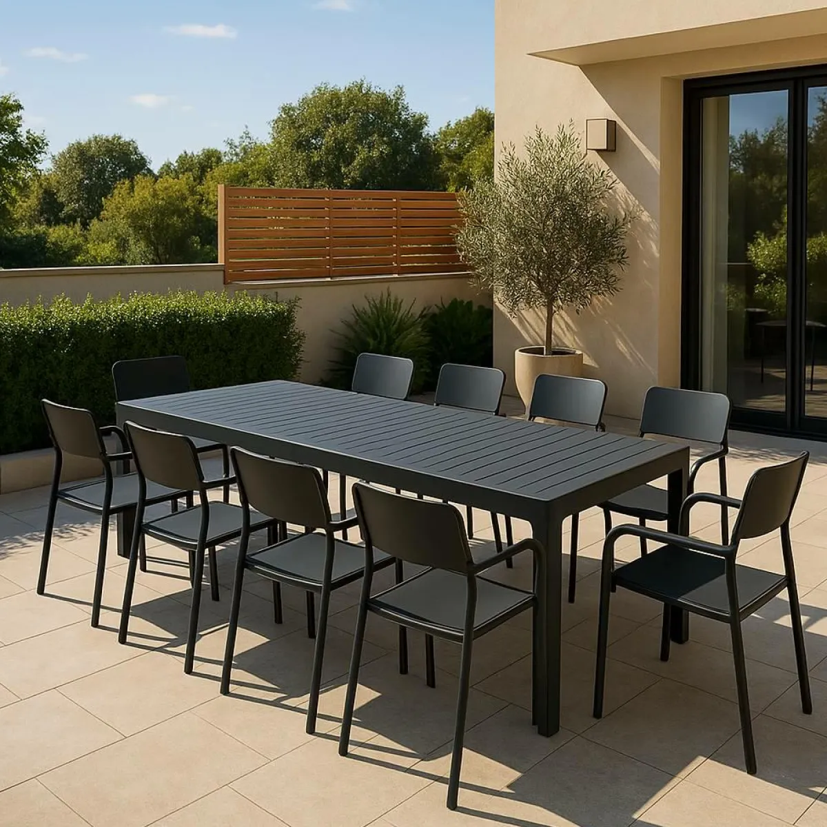 Made in Meubles Chaise de jardin en aluminium gris Kaïa (lot de 2)