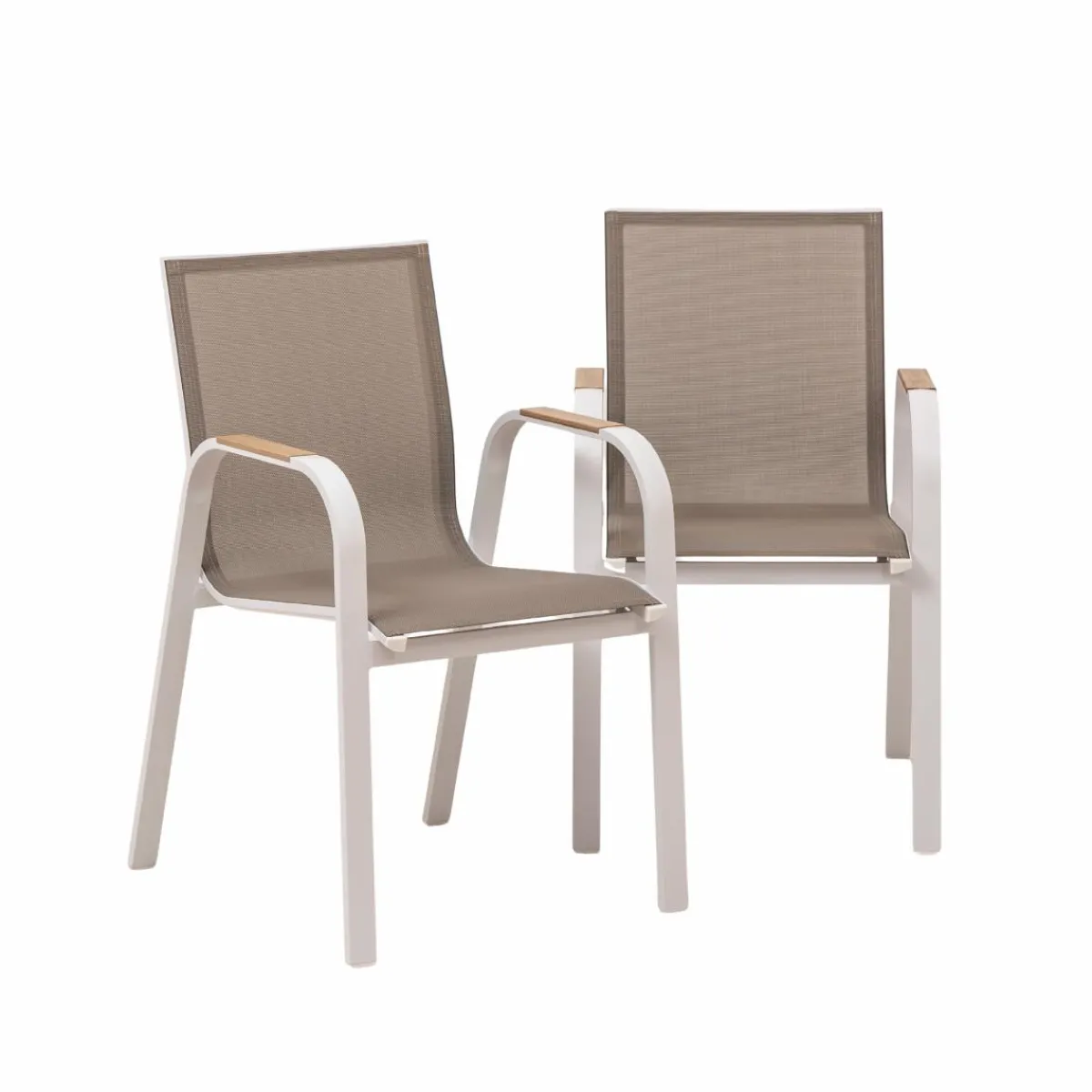 Made in Meubles Chaise de jardin taupe en aluminium Ayden (lot de 2)