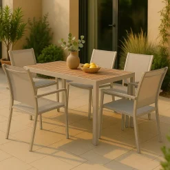 Made in Meubles Chaise de jardin taupe Ilona (lot de 2)