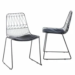 Made in Meubles Chaise design en métal noir (lot de 2)