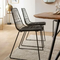 Made in Meubles Chaise design en métal noir (lot de 2)