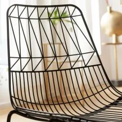 Made in Meubles Chaise design en métal noir (lot de 2)