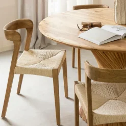 Made in Meubles Chaise en bois de chêne et en corde Auren (lot de 2)