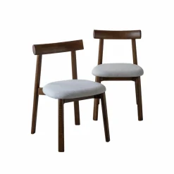Made in Meubles Chaise en bois de frêne foncé et tissu gris Aline (lot de 2)
