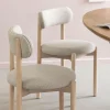 Made in Meubles Chaise en bois de hêtre clair et tissu Aline (lot de 2)