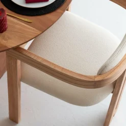 Made in Meubles Chaise en bois de mindy et tissu bouclette Suzie (lot de 2)