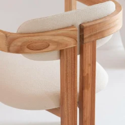 Made in Meubles Chaise en bois de mindy et tissu bouclette Suzie (lot de 2)