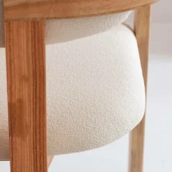 Made in Meubles Chaise en bois de mindy et tissu bouclette Suzie (lot de 2)