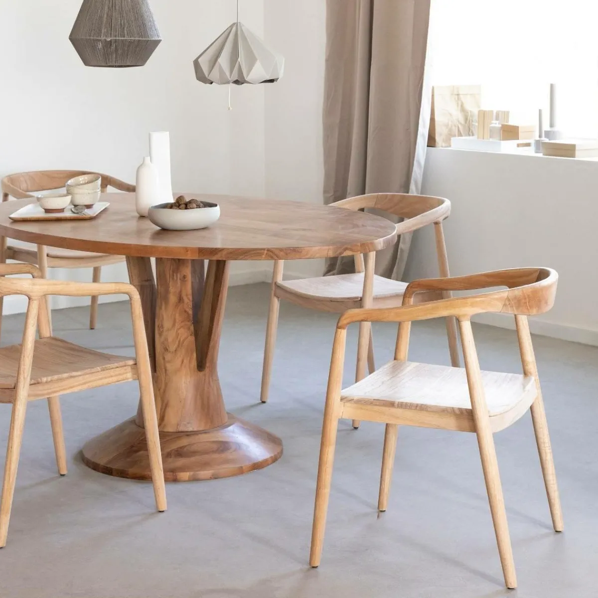 Made in Meubles Chaise en bois de teck brut June (lot de 2)