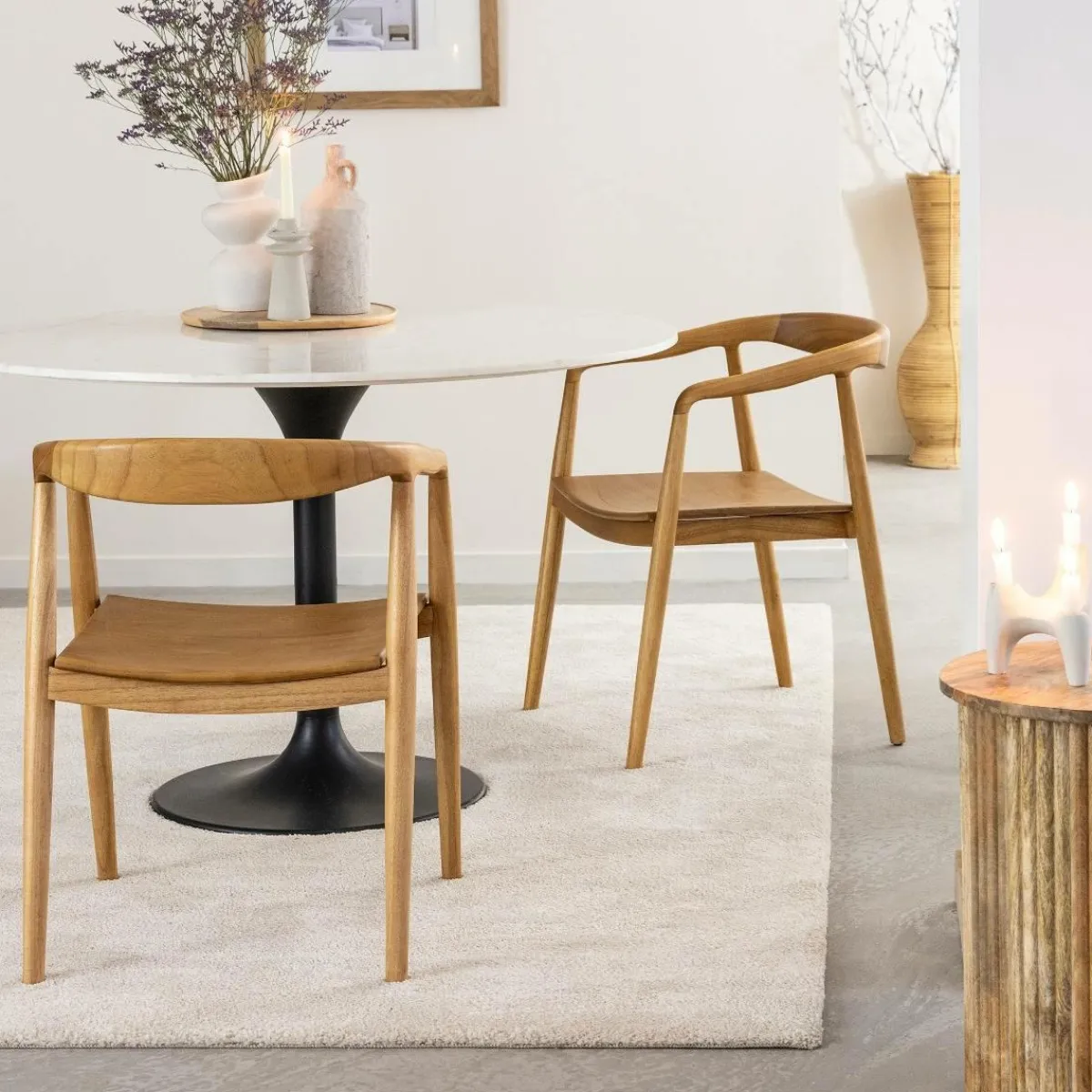Made in Meubles Chaise en bois de teck June (lot de 2)