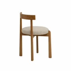 Made in Meubles Chaise en bois d'orme et tissu bouclette gris Aline (lot de 2)
