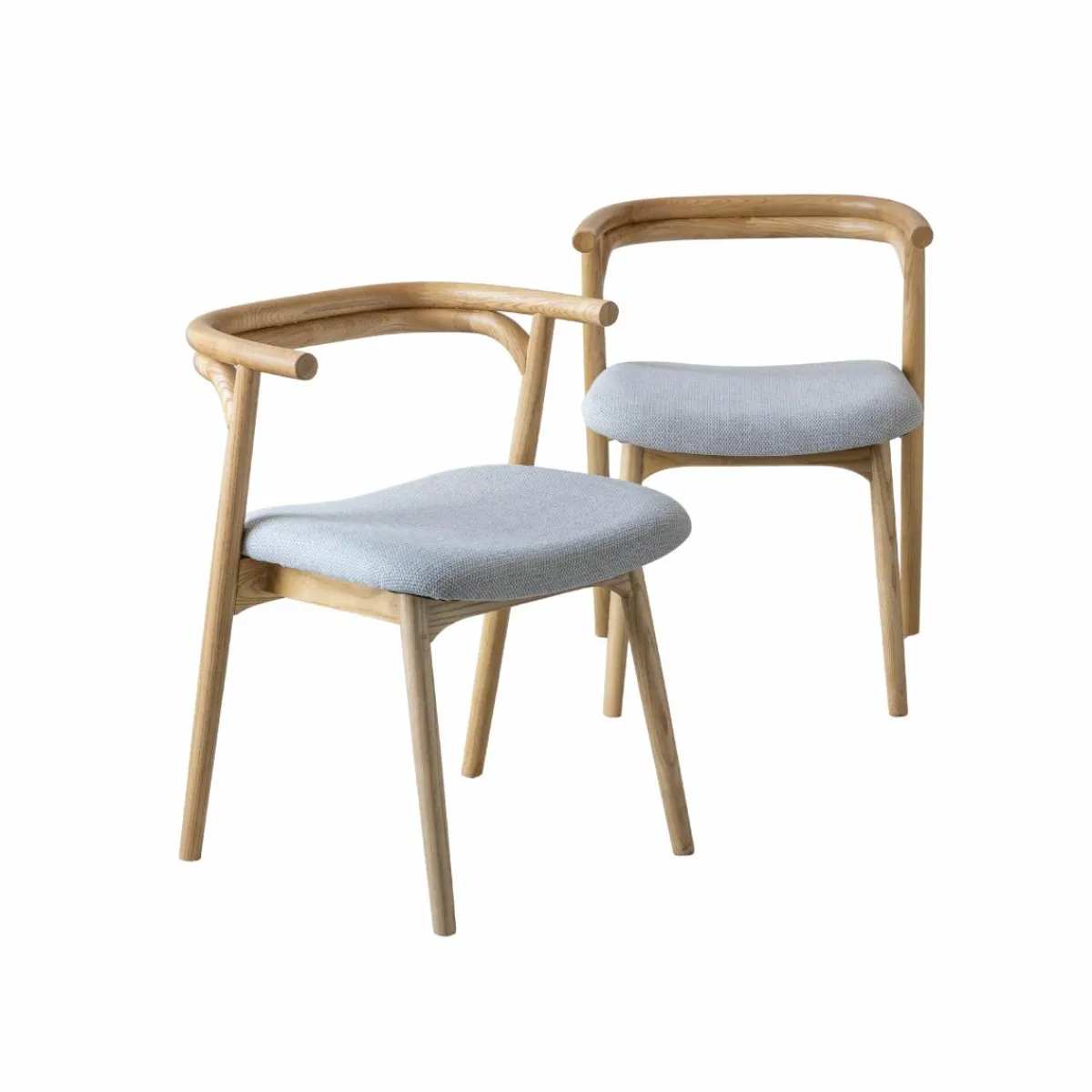 Made in Meubles Chaise en bois d'orme et tissu gris Aline (lot de 2)
